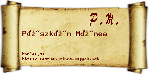 Pászkán Mínea névjegykártya